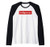 Native Indigenous Red Block Background with White Letters Raglan Baseball Tee