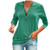 Meikosks Ladies V Neck Zipper T Shirt Long Sleeved Tops Solid Color Blouses Plus Size Pullover Green