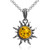 Dark Amber Sterling Silver Small Sun Pendant Necklace Chain 18 inch