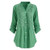 Women s Henley V Neck Floral Lace Crochet Blouse Tops Roll-up Sleeve Button Down Tunic Shirt  Green  XXL