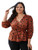 Floerns Women s Plus Size V Neck Long Sleeves Tie Front Wrap Blouse Shirt Brown 2XL