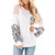 Fastbot women s Leopard Color Block Waffle Knit Tops Round Neck Lantern Sleeve Thin Sweatshirt Pullover Casual Loose Tunic White