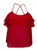 eVogues Plus Size Racer Back Ruffled Flounce Mesh Top Red - 1X