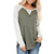Women s Leopard Print Color Block Tunic Round Neck Long Sleeve Shirts Striped Casual Blouses Tops Army Green