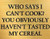 2 Count Top Shelf Novelties Who Says I Can t Cook You Obviously Haven t Tasted My Cereal Funny Sign sp637