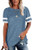 cordat Women s Short Sleeve T Shirts Casual Summer Tunic Tops Loose Fit Crew Neck Striped Blouses Light Blue