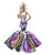 Peregrine Chevron Pattern Strapless Fit and Flare Floor Length Silk Gown Fits for Barbie Doll