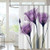 VWMYQ Purple Art Floral Fabric Shower Curtain with 12 HooksWaterproof Tulip Flower Bathroom Decor Polyester Bath Curtain 72 x 72 Inches