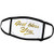 3dRose Face Cover Large God Bless You Yellow Text. Image of Golden foil
