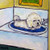Bichon Frise taking a bath bather bathroom art tile coaster gift