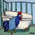 Chicken Hen Rooster in the Bathroom farm animal art tile coaster gift
