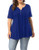 Allegrace Women s Plus Size Henley V Neck Button Up Tunic Tops Casual Short Sleeve Ruffle Blouse Shirts Blue 4X