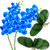 Ollain Artificial Flowers 2pcs Orchids Stems and 2pcs Fake Orchid Leaves Silk Phalaenopsis Flower for Wedding Festive Party Home Office Decoration  Blue Phalaenopsis Flower
