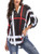 St. Jubileens Women Roll-Up 3 4 Sleeve Plaid Shirt Tunic V Neck Casual Pullover Blouses Tops Large Black