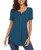 Halife Women s Summer Casual Henley V-Neck Button up Tunic Tops Loose Short Sleeve Blouse Shirts 2XL Dark Cyan