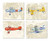 Vintage airplane Old World map decor Set FOUR prints Nursery wall art