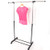 Stainless Steel Adjustable Height and Expandable Hanging Rod Clothing Garment Rack Bottom Shoe ShelfCollapsible Rolling Clothes Rack on WheelsExtensible Horizontal Rod Organizer for Hanging Clothes