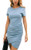 ECOWISH Women Dress Summer Casual Crew Neck Ruched Stretchy Bodycon T Shirt Short Mini Dress 104 Blue Medium