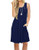 TODOLOR Women Casual Pleated Swing Pocket Loose Sleeveless Sundresses Knee Length Summer Tank Dress Navy BlueM