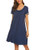 Ekouaer Nightdress Womens Cotton Sleepwear Short Nightgowns Knit Sleepshirts Navy Blue M
