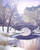 Central Park New York City in Winter Snow Art Print of Oil Painting Bridge Winter Cityscape Snow