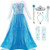 PROALLO Little Girl Princess Dress Snow Party Queen Halloween Costume  Blue With Accessories4 years