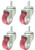 4 Pack Caster Wheels Swivel Plate Stem Brake Casters On Red Polyurethane Wheels  5 inch Stem