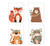 Tribal Woodland Nursery Art Fox Bear Tiger Monkey Animals Baby Boy Nursery Decor 4 UNFRAMED PRINTS