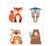 Tribal Woodland Nursery Art Fox Bear Tiger Owl Animals Baby Boy Nursery Decor 4 UNFRAMED PRINTS