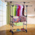 3 Tiers Clothing Shoe Garment Rack with Wheels Stainless Steel Heavy Duty Metal Clothes Rolling Rack Dual Bars Horizontal and Vertical Telescope Rack US Direct 3-7 Business Days Fast Delivery