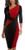 HOMEYEE Women Vintage Contrast Color Patchwork Work Business Dress B517 12Red plusBlack-3 4 Sleeve
