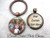 CUSTOM TEXT Key Chain - Double Sided Photo  and  Personalized Words or Quote Keychain - Picture Charm w 4 Finishes 23 Designs to choose from