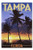 Tampa Florida - Palms and Sunset 44263  19x27 Premium 1000 Piece Jigsaw Puzzle for Adults Made in USA