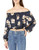 BB Dakota Junior s Blue Gardenia Printed Off The Shoulder top Oil Slick Medium