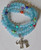 Calm and Patience 108 Aquamarine Mala Beads Elephant Necklace Wrap Gemstone Bracelet Chakra Balance Meditation Japa Mala