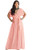 KOH KOH Womens Long Formal Short Sleeve Cocktail Flowy V-Neck Casual Bridesmaid Wedding Party Guest Evening Cute Maternity Work Gown Gowns Maxi Dress Dresses Light Pink Peach M 8-10