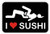 3 pack  I LOVE SUSHI - Full Color Printed -  size 2 inch x 1 inch color BLACK WHITE RED  - Hard Hat Helmet Windows Walls Bumpers Laptop Lockers etc.
