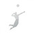 RDW Metallic Mens Volleyball Sticker Die Cut Serve Silouette - Silver