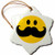 3dRose orn_113095_1 Yellow Smiley Face with Big Black Mustache-Funny Moustache-Snowflake Ornament, Porcelain, 3-Inch