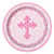Radiant Cross Pink Religious Dessert Plates 8ct