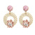 shiYsRL Earrings Stud Crystal Pearl Earring Set Women Rattan Weave Hollow Round Circle Flower Dangle Ear Stud Earrings Jewelry for Girls Women Men - Pink