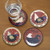 Bits and Pieces - Rooster Coasters - Assorted Set of Four (4) - Ceramic Barnyard Roosters Tile Coasters for Drinks