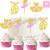 48 Pieces Ballerina Cupcake Toppers Ballet Cake Toppers Tutu Dress Girls Skirt Toppers Gold Glitter Ballet Dance Shoes Cake Toppers with Pink Bow for Ballet Girl Baby Shower Birthday Party Decoration