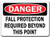 Danger Sign - Fall Protection Reqd Beyond This Point - Safety Sign Label Decal Sticker Retail Store Sign Sticks to Any Surface 8 inch