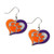 aminco Clemson Tigers Swirl Heart Dangle Logo Earring Set Charm Gift NCAA