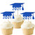 30Pcs 2021 Graduation Cupcake Toppers Glitter Blue Grad Cap Cupcake Toppers Food Picks Cake Decorations for Class of 2021 Graduation Party Supplies Decorations