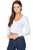 Khanomak Womens Basic Long Sleeves V Neck Fitted Crop Top T Shirt  White Large
