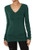 TheMogan Womens Basic Plain Solid V-Neck Long Sleeve Tee T-Shirts Hunter Green M
