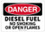 OSHA Danger Safety Sign Diesel Fuel NO Smoking OR Open Flames