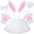 AMOR PRESENT Bunny Headband Rabbit Ears Bunny Costume for Kids Halloween Easter Dress Up Cosplay Accessories Set